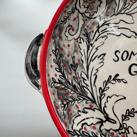 Molly Hatch Anthropologie Red Black Swirl White Serving Dish Bowl Something Good - Picture 4 of 15